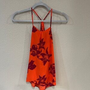 Banana Republic Orange and Purple Floral Tank Top